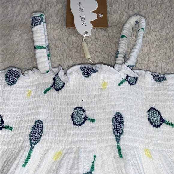 NWT Angel Dear Smocked Tennis Romper 18-24M White - Picture 4 of 9